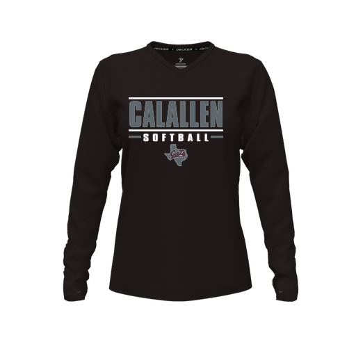 [FTLVCFBK-FYXS-LOGO3] Decker Comfort T-Shirt (Female Youth XS, Black, V Neck, Logo 3, Long Sleeve)