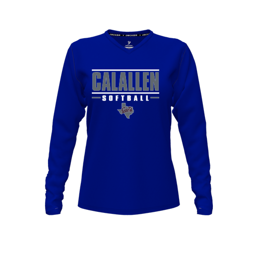 [FTLVPTRY-FYXS-LOGO3] Decker Performance T-Shirt (Female Youth XS, Royal, V Neck, Logo 3, Long Sleeve)