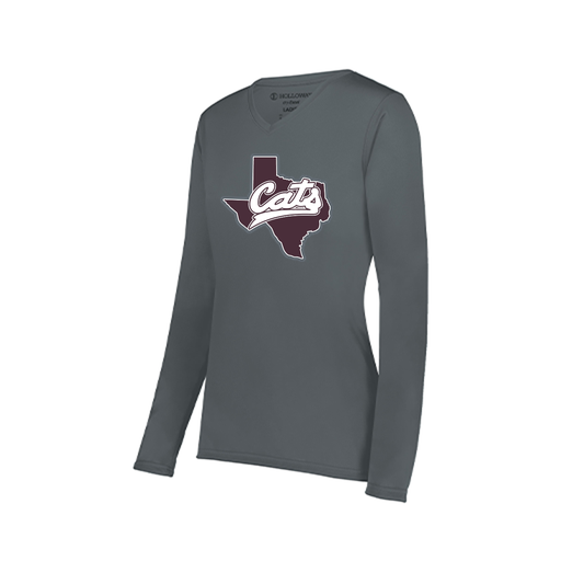 [222824.059.S-LOGO1] Ladies LS Smooth Sport Shirt (Female Adult S, Gray, Logo 1)