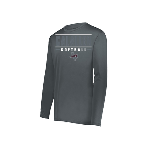 [222823.059.S-LOGO3] Youth LS Smooth Sport Shirt (Youth S, Gray, Logo 3)