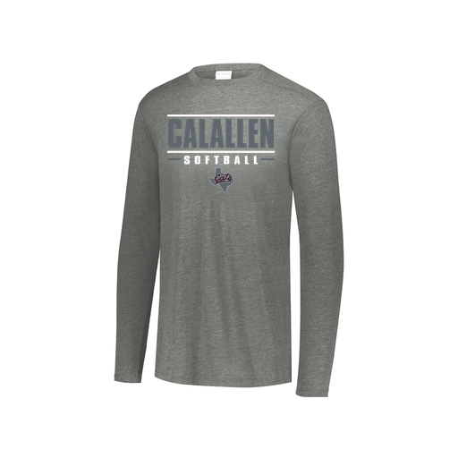 [FTLCUBGY-YS-LOGO3] Decker Youth Tri-Blend T-Shirt - Long Sleeve (Youth S, Gray, Logo 3)