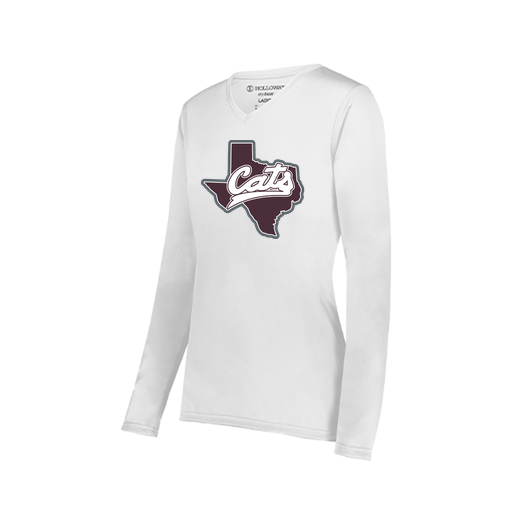 [222824.005.S-LOGO1] Ladies LS Smooth Sport Shirt (Female Adult S, White, Logo 1)