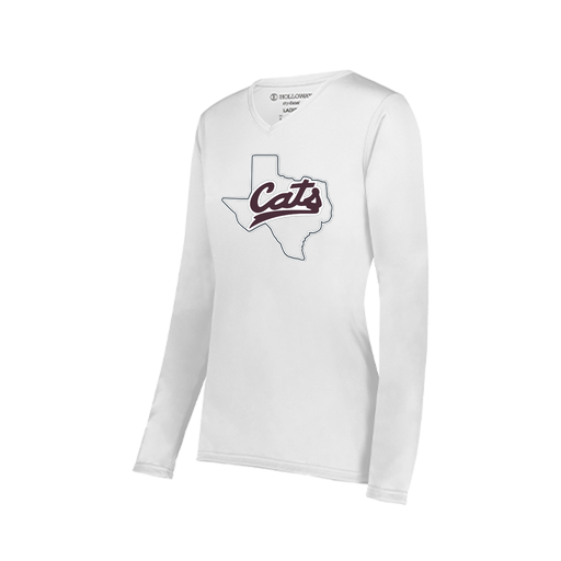 [222824.005.S-LOGO2] Ladies LS Smooth Sport Shirt (Female Adult S, White, Logo 2)